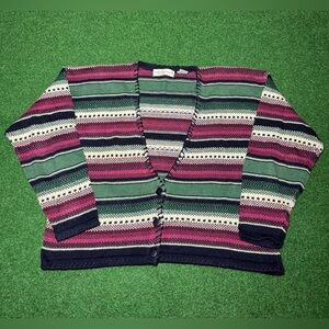 Southwestern Cardigan Paris Sport Vintage 90s Large 23x22 Cropped Boxy Sweater